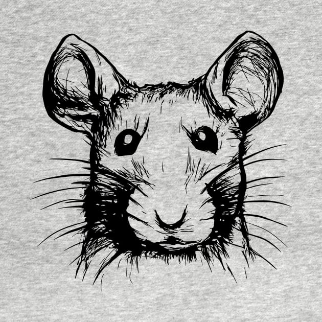 Rat Face Cute Mouse Portrait Sketch by Griffelkinn